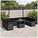 Set di divani da giardino  con cuscini in rattan nero polietilene, Divano da giardino  con stoccaggio e cuscini in rattan nero polietilene - Foto miniatura 3