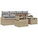 Set Divani da Giardino 6 Pezzi con Cuscini Beige in Rattan Polietilene - Foto miniatura 1