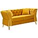 Divano Emy Con Cuscini In Poliestere Senape E Gambe Oro 162x83x76 Cm - Foto miniatura 1