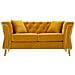 Divano Emy Con Cuscini In Poliestere Senape E Gambe Oro 162x83x76 Cm - Foto miniatura 2