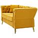 Divano Emy Con Cuscini In Poliestere Senape E Gambe Oro 162x83x76 Cm - Foto miniatura 3