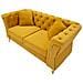 Divano Emy Con Cuscini In Poliestere Senape E Gambe Oro 162x83x76 Cm - Foto miniatura 4