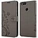 Custodia Compatibile Con Honor 7x In Grigio Fiore - Coperchio Protettivo In Design Floreale Con Chiusura Magnetica, Funzione Stand E Slot Per Carte - Foto miniatura 8