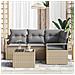 Set di divani da giardino  con cuscini in rattan poliestere nero, Divano da giardino  2 posti con cuscini in rattan poliestere beige - Foto miniatura 3