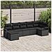 Set divano da giardino 7 pezzi con cuscini in rattan poly nero, Divano da giardino 2 posti con cuscini in rattan poly nero - Foto miniatura 3