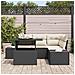 Set Divano Giardino 5 Pezzi con Cuscini Neri in Poli Rattan - Foto miniatura 3