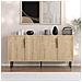 Ciaro Credenza Scanalata Con 4 Ante Effetto Legno 150x75cm - Foto miniatura 1