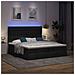 Struttura Letto Pouf con Materassi Nero 200x200 cm in Tessuto - Foto miniatura 3