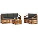 Set divani 6 pcs Naturale e Antracite Legno di Acacia Massello - Foto miniatura 3