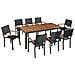 Set Da Pranzo Esterni 9 Pz In Rattan E Legno Massello D'acacia - Foto miniatura 1