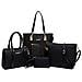 Signore Delle Donne Fivelovetwo 6 Pezzi Borsa Hobo Set Top Handle Bag Totes Satchels Crossbody Borse A Tracolla E Borsa Della Frizione Nero - Foto miniatura 1