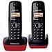 Set Telefono DECT KX-TG1612 con Identificatore di Chiamata Colore Nero/Rosso - Foto miniatura 1
