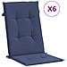 Cuscini Sedia Con Schienale Alto 6 Pz Blu Marino Tessuto - Foto miniatura 2
