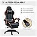Sedia Da Gaming Ad Altezza Regolabile Con Poggiatesta, 65x65x121-129 Cm, Rosa E Nero - Foto miniatura 2