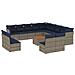 Set Divani Da Giardino 14pz Con Cuscini In Polyrattan Grigio - Foto miniatura 2