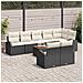 Set di divani da giardino 9 pezzi con cuscini Nero Polyrattan Acacia - Foto miniatura 3