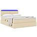 Letto con contenitore e LED con led Crema 140 x 190 cm Tessuto - Foto miniatura 3