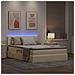 Letto con contenitore e LED con led Crema 140 x 190 cm Tessuto - Foto miniatura 5