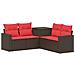 Set di divani 5 pz Marrone e Rosso Rattan sintetico e Acciaio - Foto miniatura 1