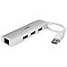 Hub USB 3.0 a 3 porte con Adattatore NIC Ethernet Gigabit Gbe in alluminio con cavo integrato perfetto per MacBook - Foto miniatura 1