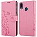 Custodia Compatibile Con Huawei Y9 2019 In Rosa Fiore - Coperchio Protettivo In Design Floreale Con Chiusura Magnetica, Funzione Stand E Slot Per Carte - Foto miniatura 8