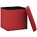 Sgabello Con Contenitore Pieghevole Rosso Vino In Simil Lino - Foto miniatura 5