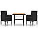 Set Da Pranzo Per Giardino 3 Pz In Polyrattan Nero - Foto miniatura 1