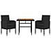 Set Da Pranzo Per Giardino 3 Pz In Polyrattan Nero - Foto miniatura 2