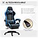 Sedia Da Gaming Con Altezza Regolabile E Schienale Reclinabile, 65x65x121-129 Cm, Blu E Nero - Foto miniatura 4