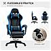 Sedia Da Gaming Con Altezza Regolabile E Schienale Reclinabile, 65x65x121-129 Cm, Blu E Nero - Foto miniatura 5