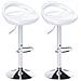 Set 2 Sgabelli da Bar Girevoli con Poggiapiedi, Altezza Regolabile Base in Acciaio Seduta in ABS, Bianco - Foto miniatura 1