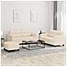 Set Divani 3 pz con Cuscini Beige in Tessuto Microfibra - Foto miniatura 2