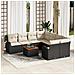 Set di Divani da Giardino 9 Pezzi con Cuscini Nero Polyrattan Acacia - Foto miniatura 2