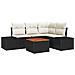 Set divano giardino 5 pezzi con cuscini neri polyrattan acacia - Foto miniatura 1
