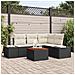 Set divano giardino 5 pezzi con cuscini neri polyrattan acacia - Foto miniatura 2