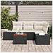 Set divano giardino 5 pezzi con cuscini neri polyrattan acacia - Foto miniatura 3