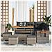 Set Divano da Giardino con cuscino 9 pcs Grigio Poly Rattan - Foto miniatura 3