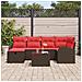 Set Divano da Giardino con cuscino 7 pcs Marrone polyrattan - Foto miniatura 3