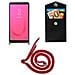 Catena Di Telefoni Cellulari Compatibile Con Samsung Galaxy J8 2018 In Rosso Rubino - Coperchio Protettivo In Silicone Con Anelli D'argento, Cinturino In Corda E Custodia Staccabile - Foto miniatura 6