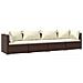 Set Divani Da Giardino 4 Pz Con Cuscini In Polyrattan Marrone - Foto miniatura 1