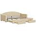 Divano Letto Estraibile Con Cassetti Crema 90x200 Cm In Tessuto - Foto miniatura 1