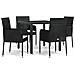 Set da Pranzo da Giardino 5 pz Nero con Cuscini in Polyrattan - Foto miniatura 1