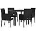 Set da Pranzo da Giardino 5 pz Nero con Cuscini in Polyrattan - Foto miniatura 9