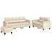 Set Divani 3 pz con Cuscini Beige in Tessuto Microfibra - Foto miniatura 1