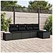 Set Divano Giardino 5 Pezzi con Cuscini Nero Polyrattan - Foto miniatura 2