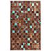 Tappeto Patchwork In Pelle Marrone E Blu - 140x200cm - Aliaga - Foto miniatura 3
