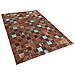 Tappeto Patchwork In Pelle Marrone E Blu - 140x200cm - Aliaga - Foto miniatura 1