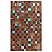 Tappeto Patchwork In Pelle Marrone E Blu - 140x200cm - Aliaga - Foto miniatura 7