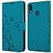 Custodia Compatibile Con Huawei Y9 2019 In Blu Fiore - Coperchio Protettivo In Design Floreale Con Chiusura Magnetica, Funzione Stand E Slot Per Carte - Foto miniatura 8
