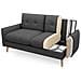 Divano Scandinavo A 2 Posti Chloé Tessuto Grigio Scuro - Foto miniatura 2